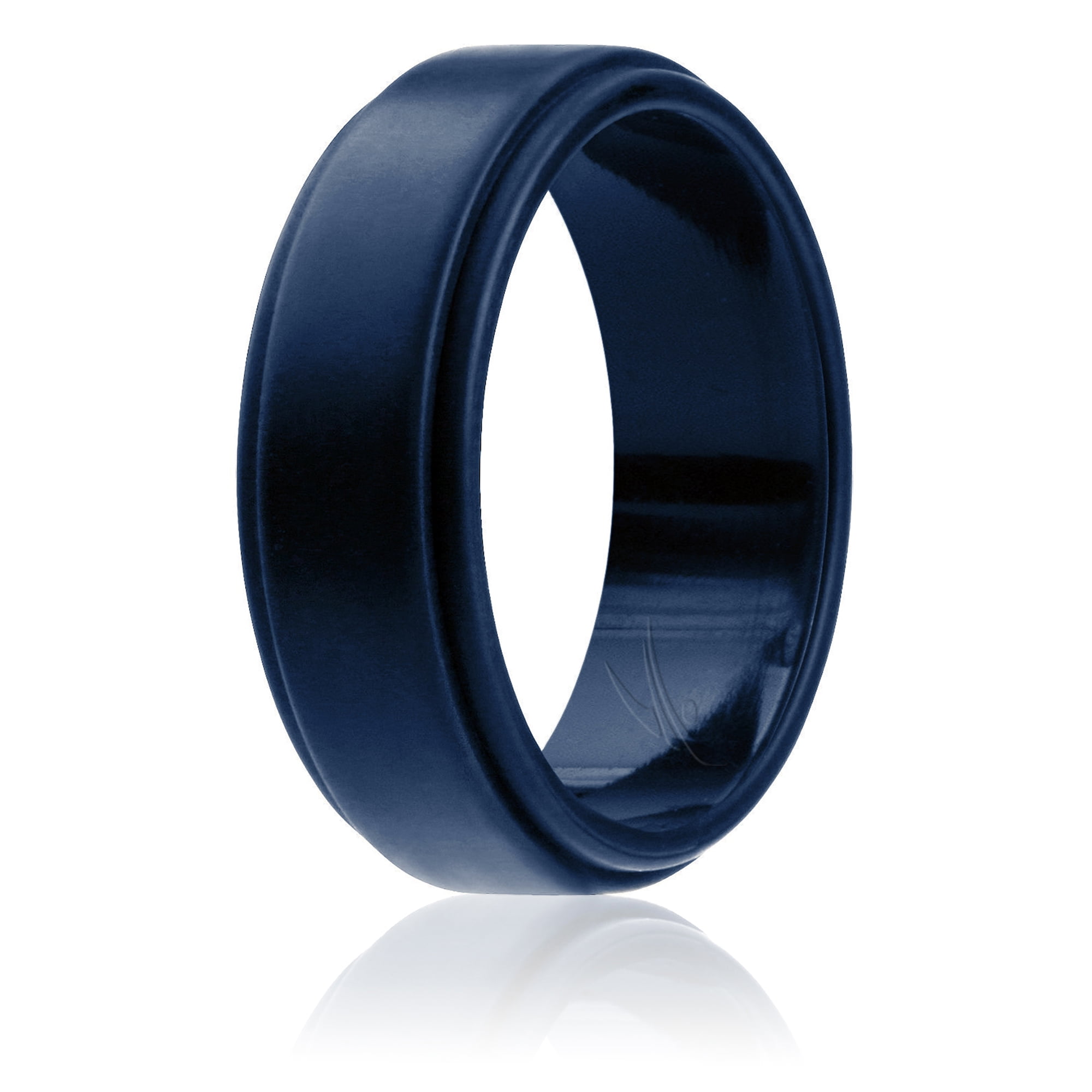 Roq - Anillo De Boda De Silicona - Estilo Borde Escalonado - Azul De Para Hombre - Anillo