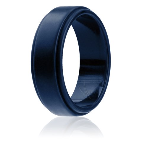 Roq - Anillo De Boda De Silicona - Estilo Borde Escalonado - Azul De Para - Anillo