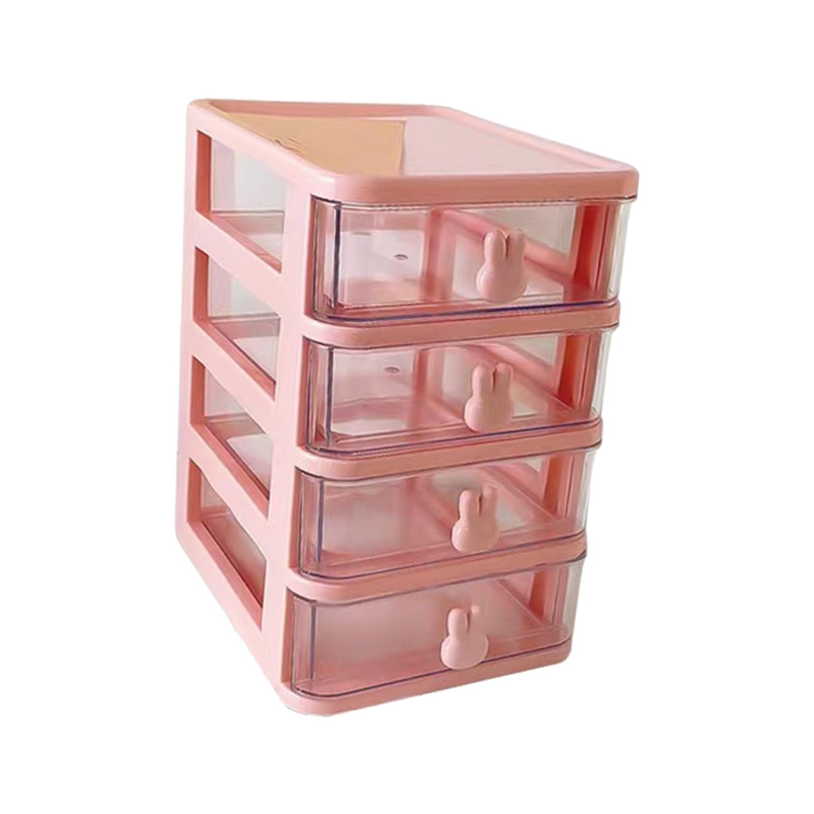 Ioensy - Organizador De Encimera Con Cajones Transparentes Caja De Almacenamiento Para Niñas Rosa 4 Capas