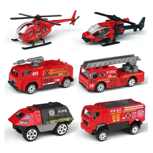 Genérico - Juego De 6 Modelos De Camión De Bomberos Rojo