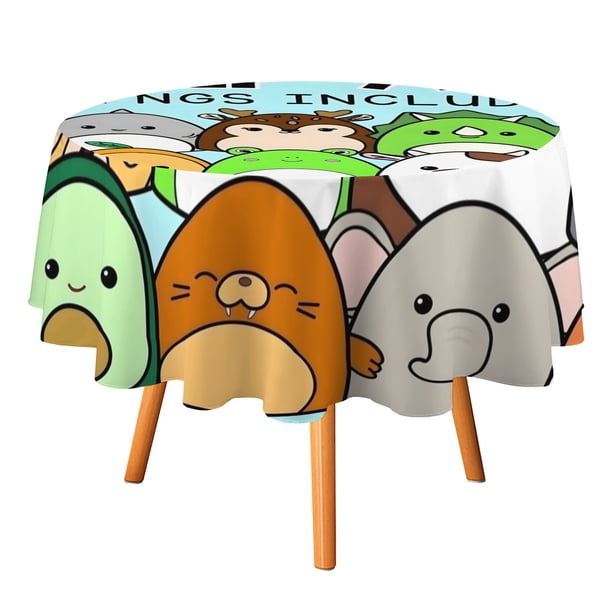 Squishmallow Mantel Redondo con Estampado Icónico de Temática, Se Adapta a la Mayoría de Mesas, Fácil de Cuidar, Regalo Perfecto para Aficionados, Amigos y Familia.180cm
