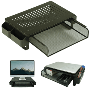 Telotenemos - Base Soporte Metálico Monitor Pc Notebook Cajón Organizador Negro
