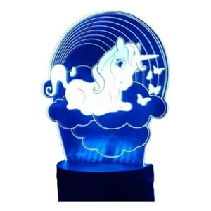 Lelumania - Lampara Ilusion 3D Unicornio Arcoíris De 7 Colores, Base Touch