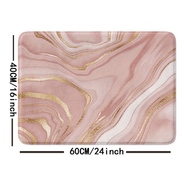 1pc Non-Slip Marble Pink Bathroom Mat - Absorbent, Anti-Skid, Contemporary Art, Indoor/Outdoor, Stylish & Elegant Gift, 16x24/20x31 Inches for Bathroom Decoration