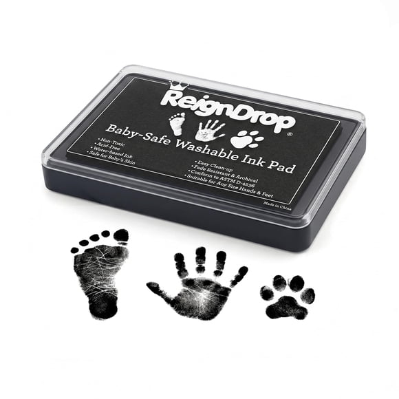 Almohadilla de Tinta ReignDrop para Bebés, Segura y No Tóxica, Color Negro