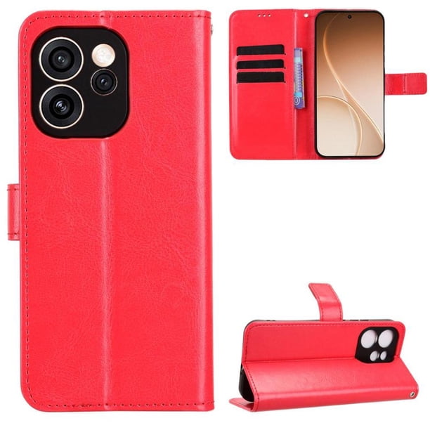 Funda tipo libro para Oppo Reno 15F, cartera todo‑en‑uno, funda multifuncional con tarjetero y correa de muñeca desmontable