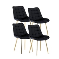 Vitelio - Pack 4 Sillas Comedor Capitone Felpa Patas Doradas