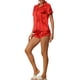 thumbnail image 4 of INSPIRE CHIC Conjunto de Pijama de Satén para Mujer Regreso a Clases Manga Corta con Botones Ropa de Dormir y Conjunto de Pantalones Cortos de Loungewear Sedoso M Rojo, 4 of 6