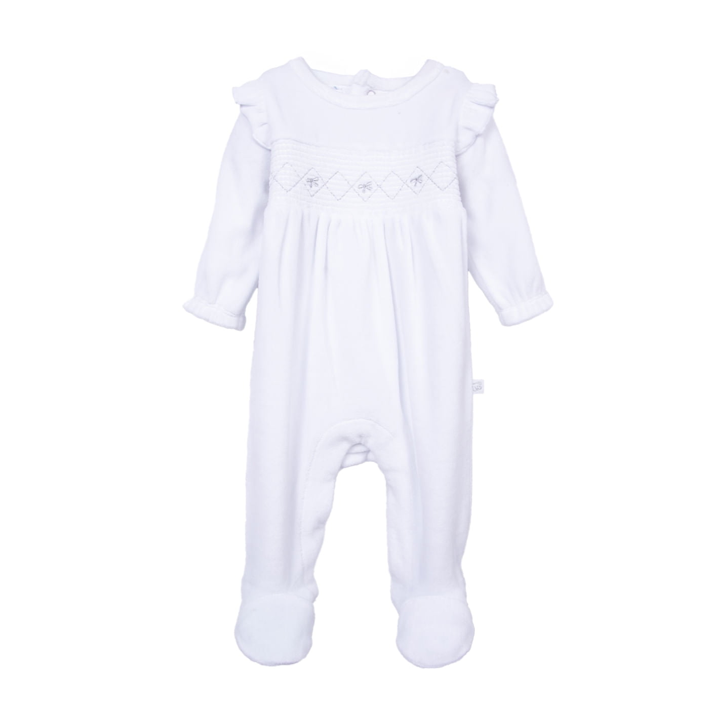 Pillin - Osito Plush Recién Nacido Niña Bordado Frontal Blanco