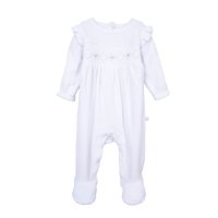 Pillin - Osito Plush Recién Nacido Niña Bordado Frontal Blanco