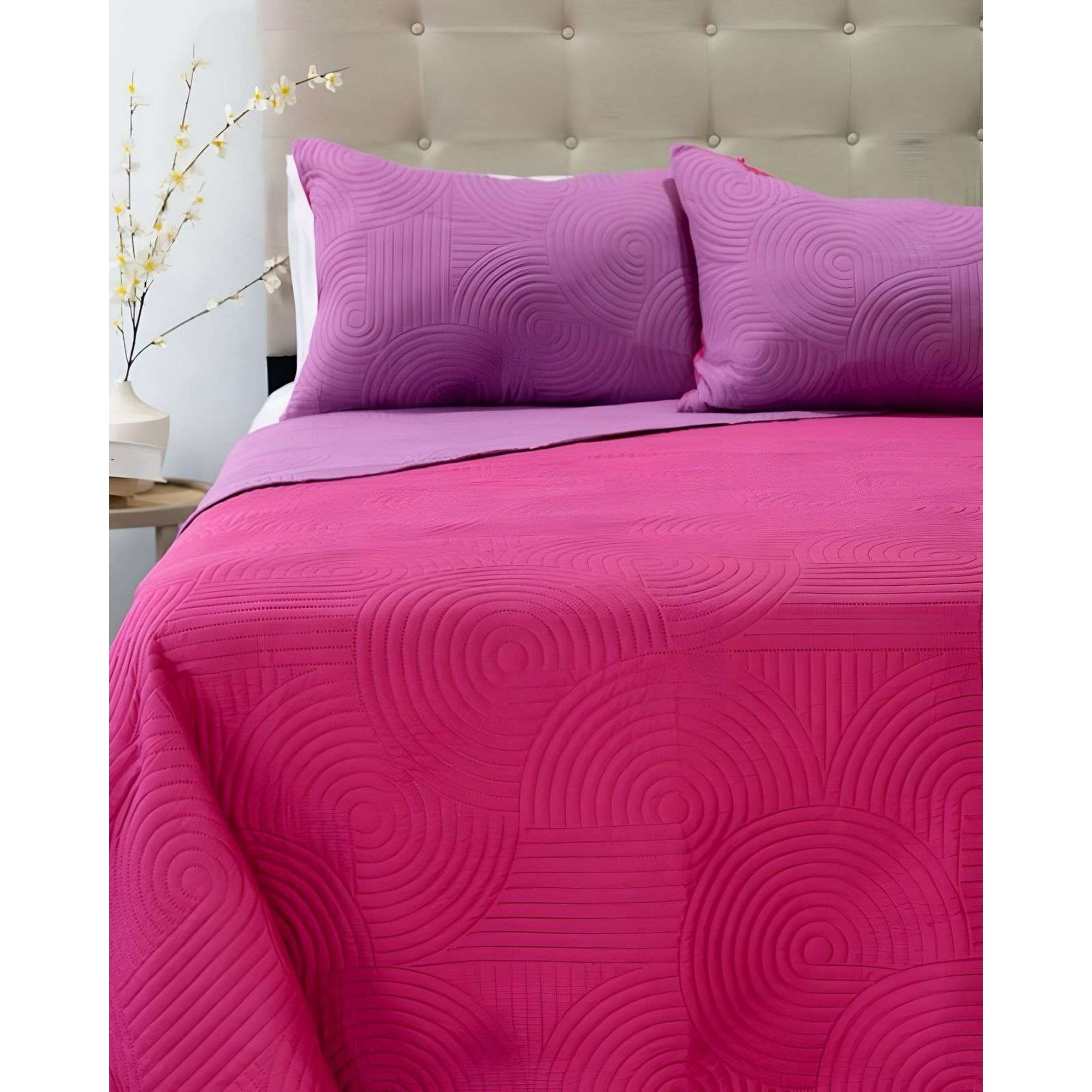 Cubrecama Quilt Hotpress Liso Bicolor King Doral
