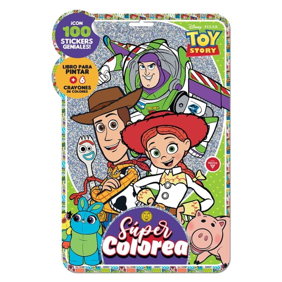 Libro para pintar con crayones y stickers, súper colorea Toy Story
