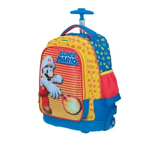 Mario Bros - Mochila Infantil Con Ruedas Grande Original Super Mario Fuego