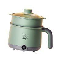 Bothyi - Olla Eléctrica Con Vaporera Multifunción Antiadherente Para Sopa, Fideos, Ramen, Gris Y Verde