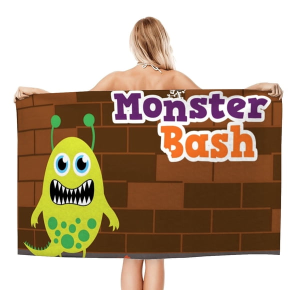 Monster Bash Toalla de playa de secado rápido con diseño temático, regalo para mujeres y niñas, ideal para cumpleaños, fans, amantes de la música, uso en la playa o al aire libre, 78 × 150 cm