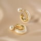 thumbnail image 2 of Pendientes de aro gruesos de oro, pendientes de aro de perla chapados en oro de 14 k para mujer, pendientes colgantes de perla, pendientes llamativos de perla, pendientes de aro gruesos, regalos adecu, 2 of 7
