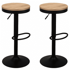 Moboi - Pack 2 Taburetes Regulable Piso Bar Asiento De Madera Negro