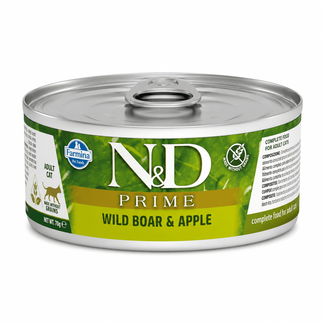 N&D Prime Wild Boar & Apple Alimento Húmedo para Gatos Adultos Lata 70 g