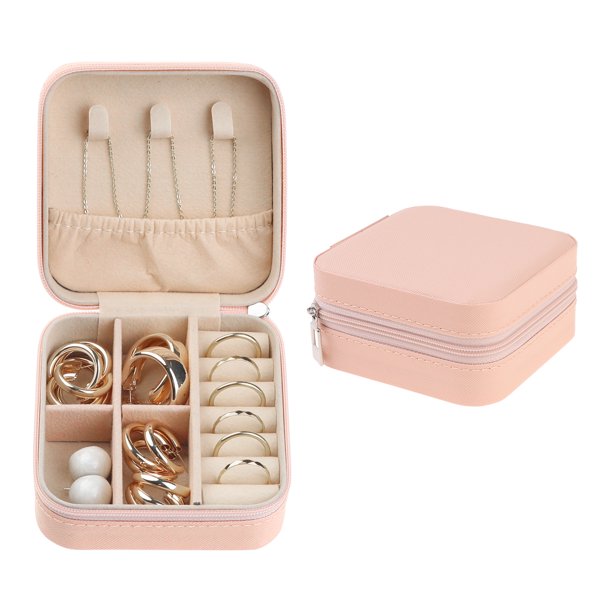 Caja de Accesorios de Viaje REGALWOVEN, Mini Organizador de Accesorios Portátil de Cuero PU, Estuche de Almacenamiento y Exhibición, Sostén de Color Rosa Nude