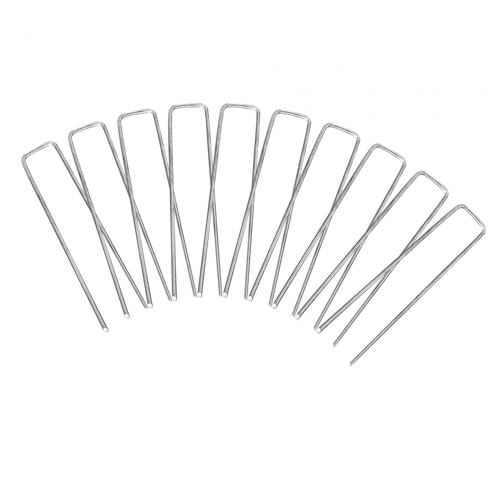 Magideal - 10x Estacas De Jardín, Estacas Para Tienda De Campaña, Clavos De Jardín En Forma De U, Grapas De Paisaje Reutilizables, Pines Galvanizados Para Lonas, 4 Mm De Espesor
