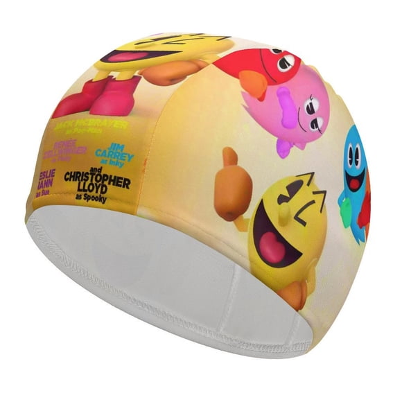 Pac-Man Gorro de Natación de Licra, Gorro de Baño de Tela Cómoda, Gorro Elástico Antideslizante para Hombres, Mujeres y Niños