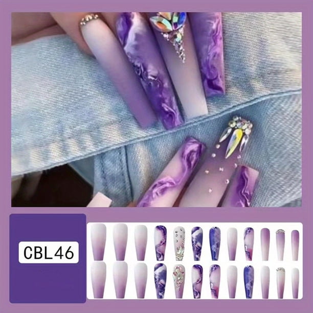 Butterfly Coffin Press On Nails - Medium Fake Nails for Women and Girls - Long-Lasting Acrylic False Nails with Stunning Design