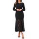 thumbnail image 1 of INSPIRE CHIC Vestido de Encaje para Mujer Formal Cola de Sirena Cuello Barco Manga Larga Invitada de Boda Vestido de Noche XL Negro, 1 of 6