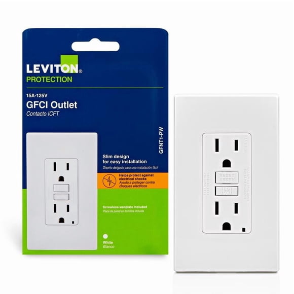 GFCI Outlet Leviton SmartLockPro, 15 A, 125 V, dúplex, blanco, paquete de 1