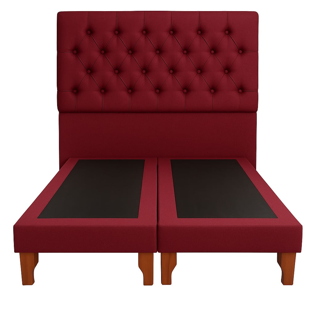 Ethan Desing - Cama 2 Plazas Modelo Capitoné Burdeo