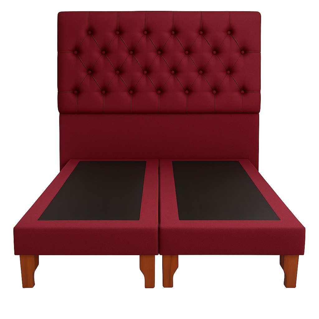 Ethan Desing - Cama 2 Plazas Modelo Capitoné Burdeo