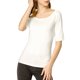 thumbnail image 2 of INSPIRE CHIC Camisetas de Mujer para Regreso a Clases con Cuello de Barco, Mangas Medias, Ajustadas, Suaves, Talla XL, Beige, 2 of 8