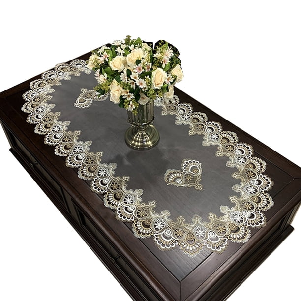 Mantel ovalado para mesa de centro, mantel de encaje para sala de estar, mantel de tela para mesa de centro, mantel para mesa de comedor