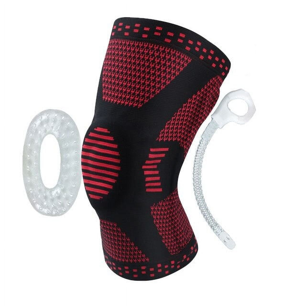 Recovery - Rodillera Deportiva De Comprension Con Soportes Laterales Y Frontal, Gym, Crossfit - Talla S - Rojo