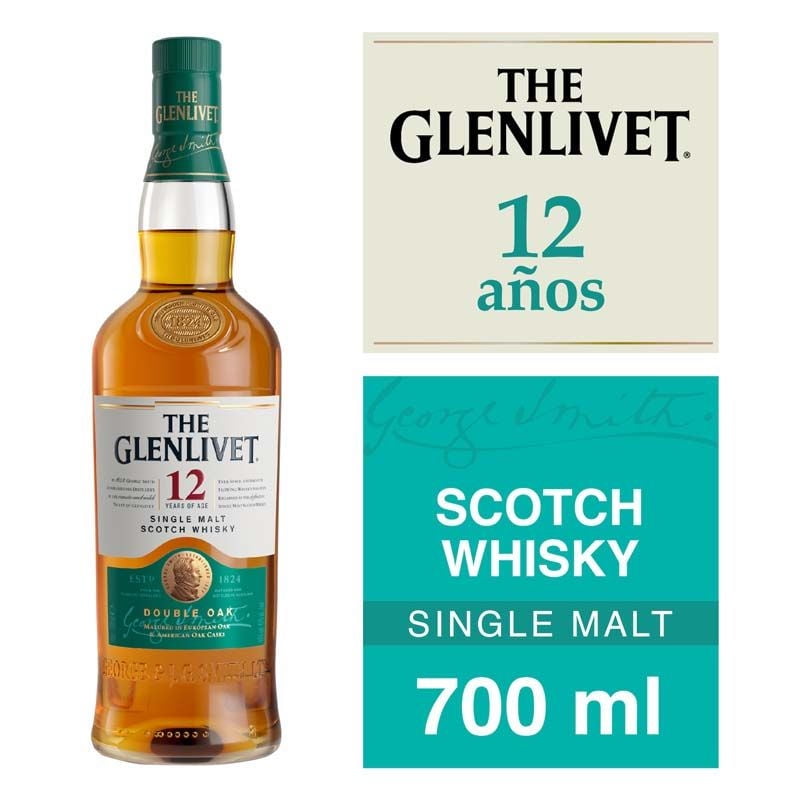 Whisky Scotch Single Malt 12 Años 40° Botella 700 ml The Glenlivet
