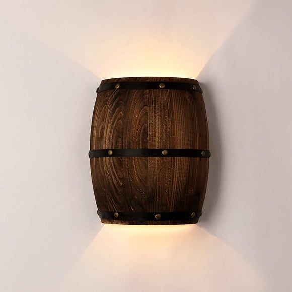 Lámpara de pared, lámpara de pared, barril de vino de madera antigua de Newrays