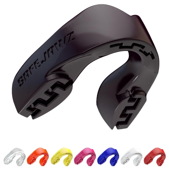 Protector bucal SAFEJAWZ Sports Slim Fit para adultos y jóvenes con funda negra