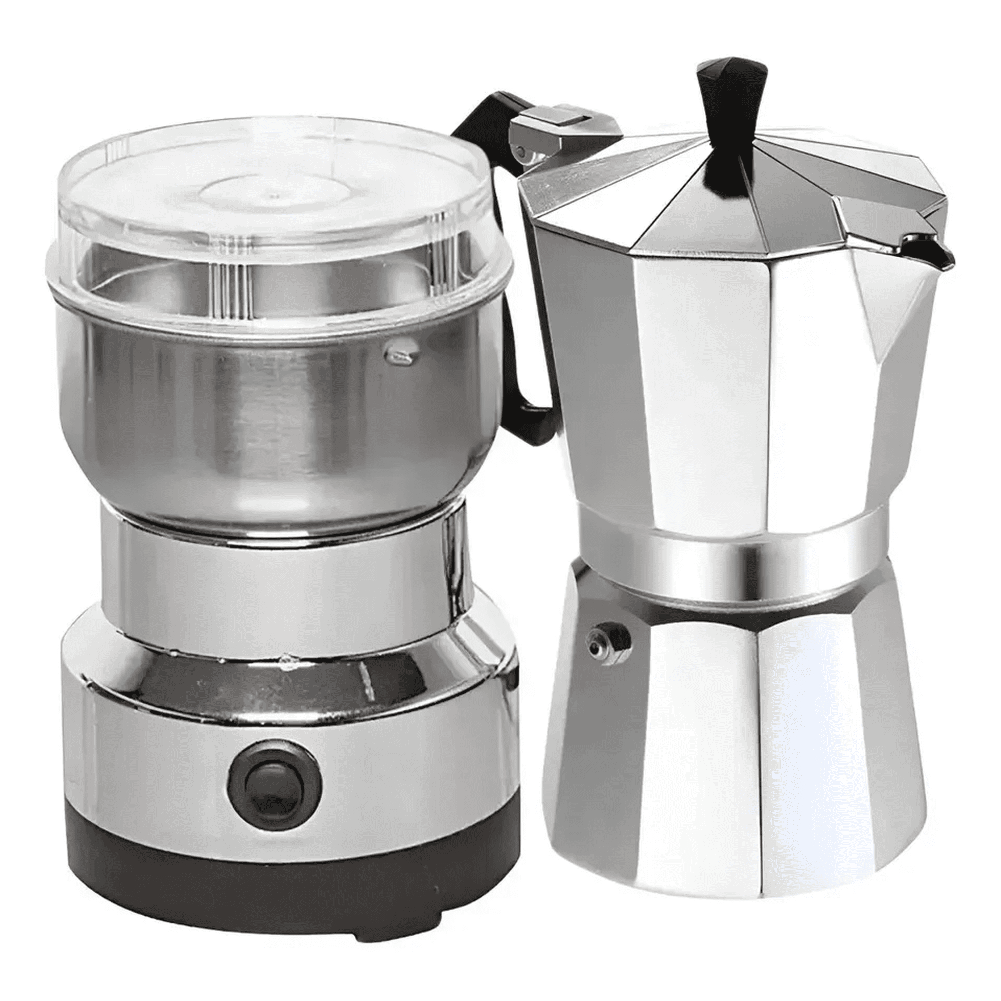 Max - Cafetera Italiana Express 6tazas + Moledor Electrico Parada Market