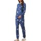 thumbnail image 4 of INSPIRE CHIC Conjunto de pijama de punto con estampado de estrellas para mujer Regreso a clases Suave camiseta de manga larga con cuello redondo y pantalones jogger con bolsillos XL Azul, 4 of 6