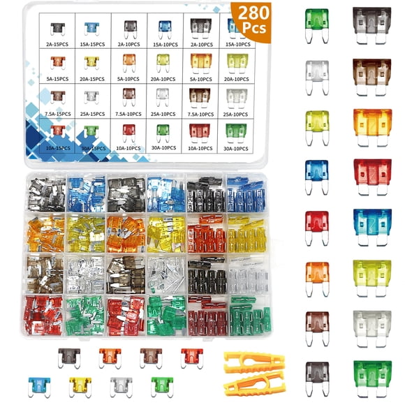 Kit surtido de fusibles para coche Vrupin, 282 piezas, tipo cuchilla