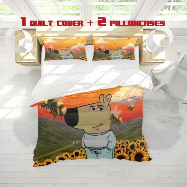 3pcs Little Dog Money Printed Three Piece bedding Soft Duvet Cover And Two Pillowcases