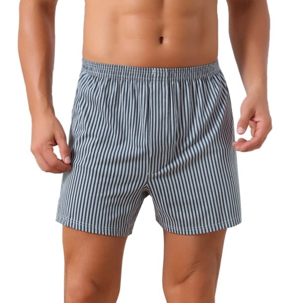 INSPIRE CHIC Bóxers de Algodón Cómodos y Transpirables para Hombre, a Rayas y de Cintura Media, Talla 36 Gris