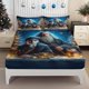 thumbnail image 1 of This Fitted Sheet Set Depicts a Magical Academy with Students And Teachers Enjoying a Snowy Night A Christmas Tree And Owl Adorn The Cozy Scene The Set Includes, 1 of 1