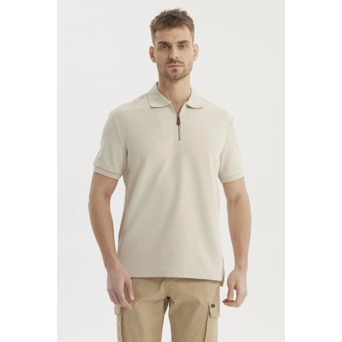 Fashionspark - Polera Hombre Textura Vertical Gris Claro