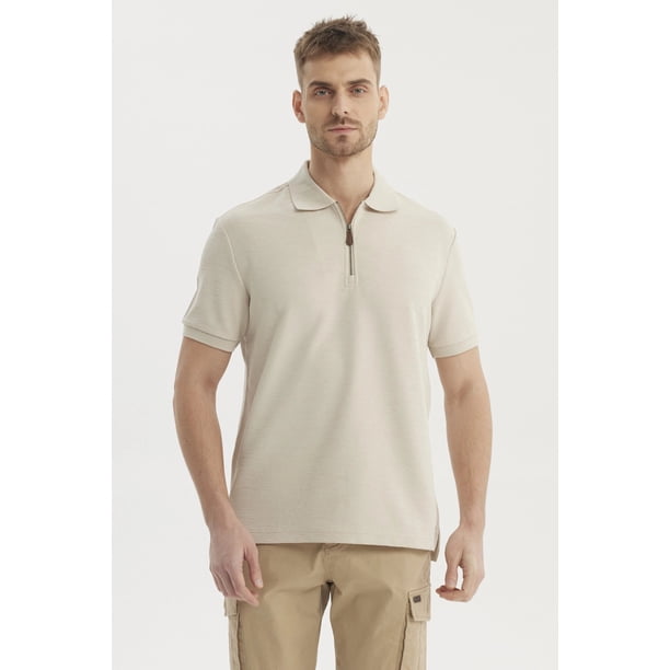 Polera Hombre Textura Vertical Gris Claro