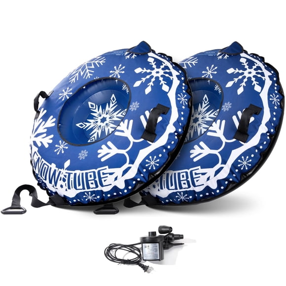 Snow Tube Sled, 2 unidades con funda de lona, bomba de aire eléctrica, azul