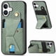 thumbnail image 1 of Funda Resistente para iPhone 16 con Tarjetero y Soporte, Diseño Magnético Verde, 1 of 5