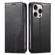 thumbnail image 1 of Funda tipo cartera para iPhone 16 Pro Max de piel con cierre magnético, ranuras para tarjetas y correa para la muñeca Negro, 1 of 6