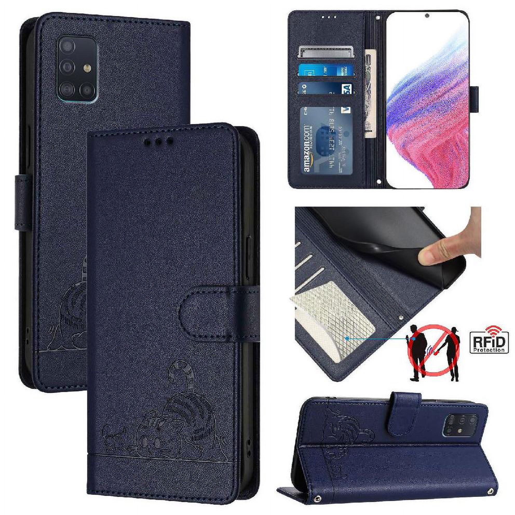 Funda Tipo Cartera Foxdock Para Samsung Galaxy A51 5G Con Soporte, Ranuras, Rfid, Diseño De Gato