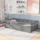 thumbnail image 1 of Twin Size Floor bed, integral construction with super high security barrier, door, children's floor bed frame, Montessori wooden children's floor bed, Grey, 1 of 3