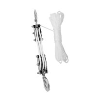 Ioensy - Polea De Cuerda Hoist De Servicio Pesado Compacto Compacio Compañero Avergüenza Azulamiento De Cuerda De 15 M Cordida Blanca De 3 Ruedas